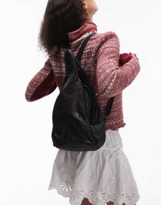 Free People Soho Convertible Leather Backpack In Black