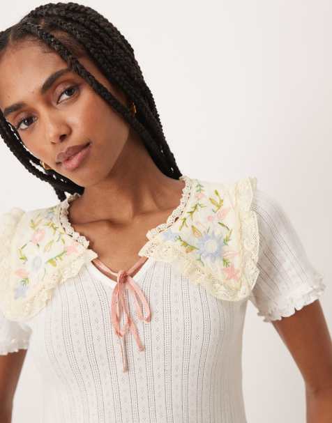 Free People sol knit short sleeve tee in clean ivory - view 1