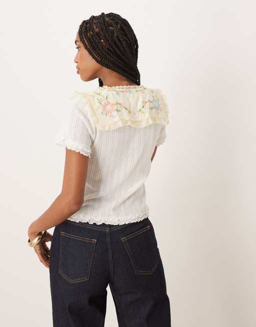 Free People sol knit short sleeve tee in clean ivory, 4 of 4