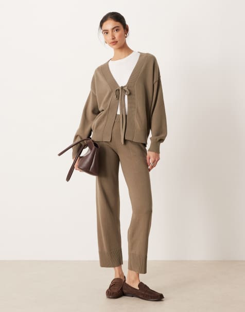 Free People solar cosy sweater set in green grey - view 1