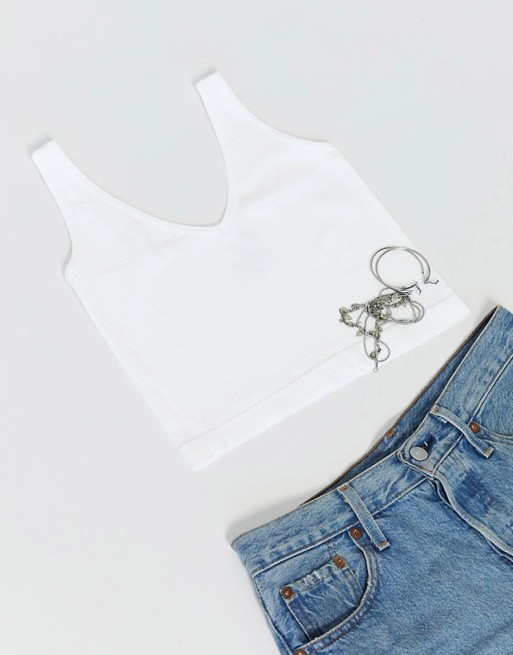 Free People solid rib crop top in white