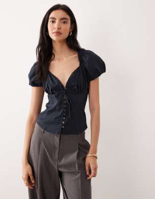 Free People - Sommer-Bluse in Schwarz