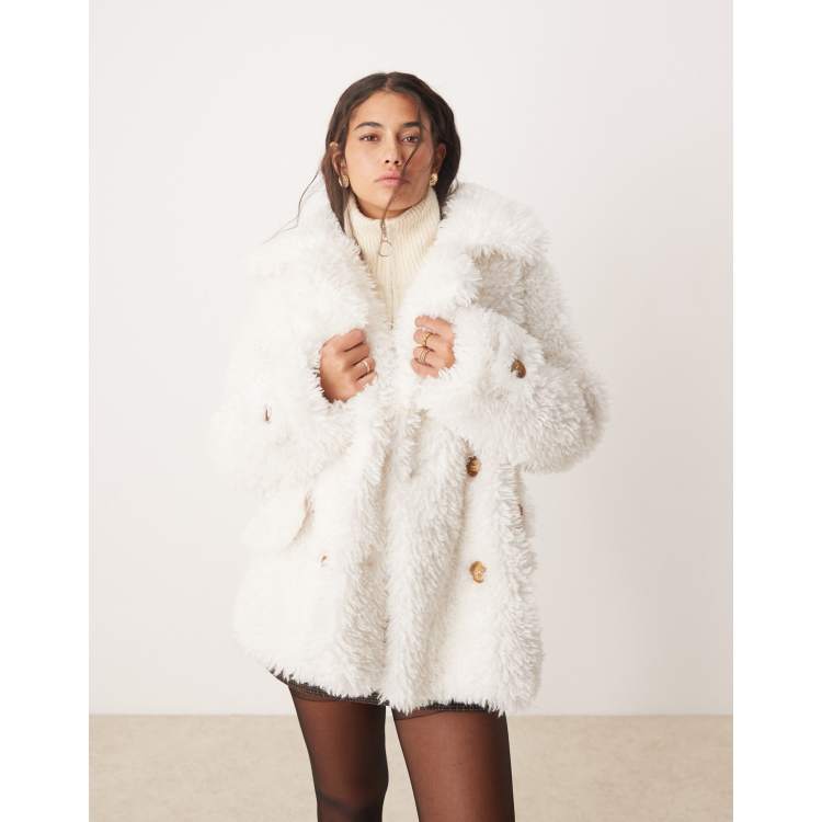 Free People Cozy Faux Fur offers Teddy Jacket Peacoat sz L