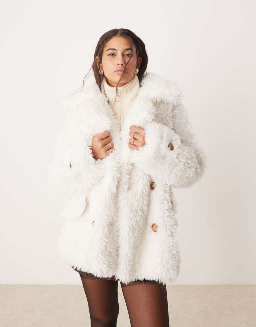 Free People double breasted faux purchases fur coat