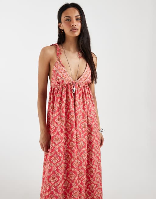 Free People Sorrento boho maxi dress in floral berry combo, 2 of 4