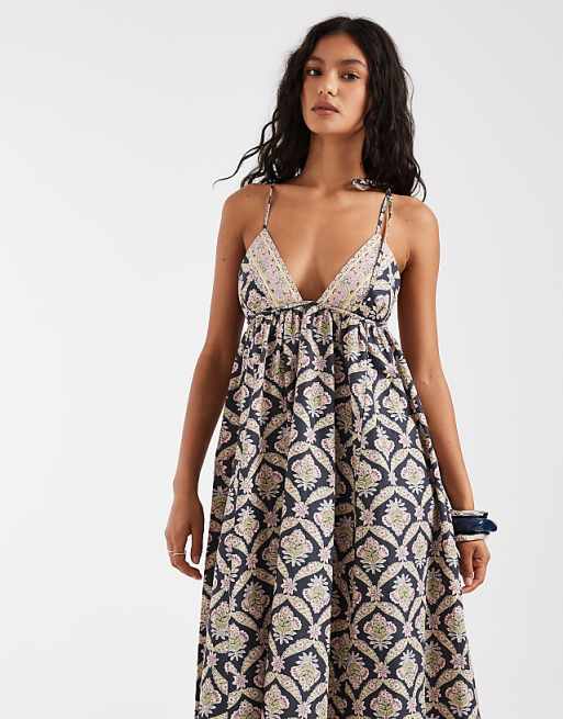 free people boho dress print v-neck maxi in electro pink Crafted from soft cotton Free People Boho Dress