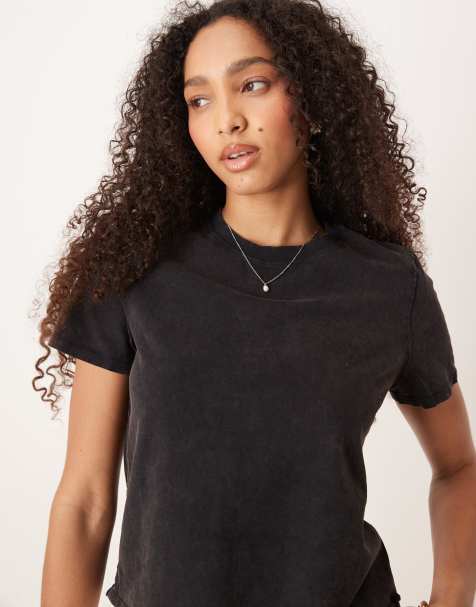 Free People - Sort hverdags-T-shirt i firkantet pasform - view 1