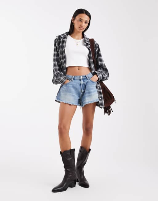 Free People Sparks Fly denim shorts in meadow blue, 2 of 5