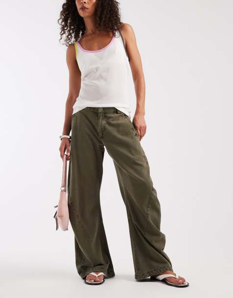 Free People Spolight washed pants in dusty olive - view 1