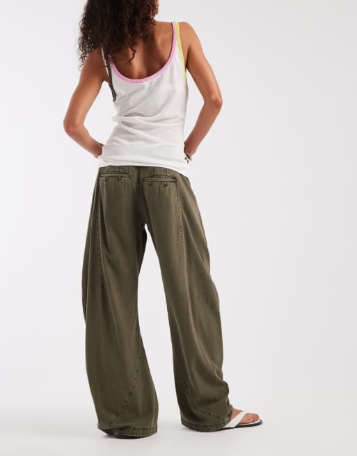 Free People Spolight washed trouser in dusty olive, 5 of 5