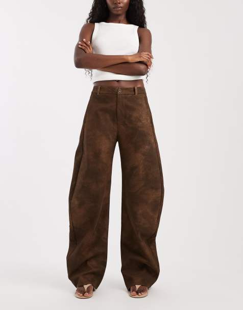 Free People spotlight barrel byxa i chokladbrun - view 1