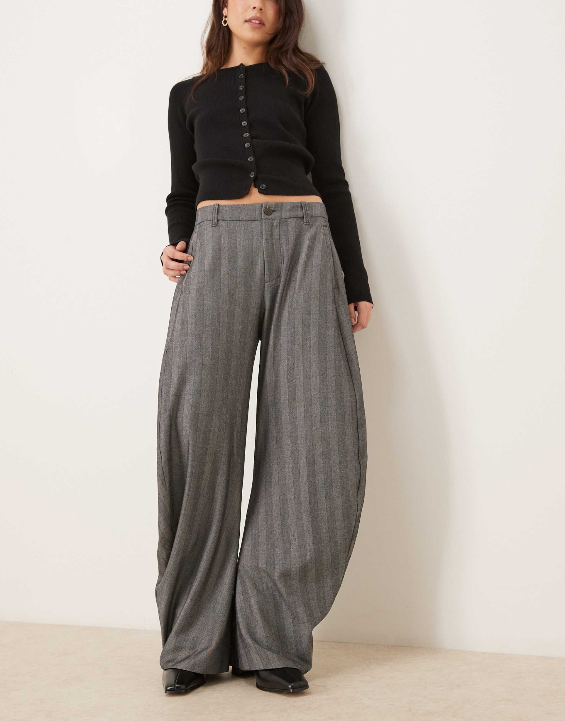 free people spotlight striped pants in gray combo