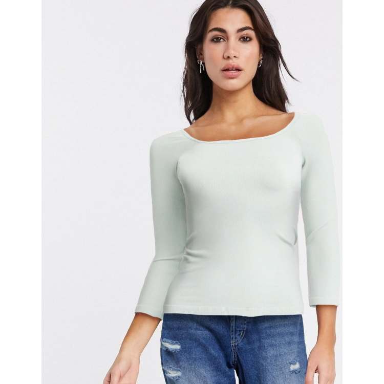 Free People square neck 3/4 sleeve