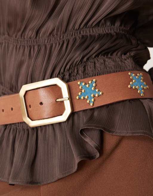 Free People – Starcrossed – Ledergürtel in Bronzezeit mit Sternnieten, 3 von 3
