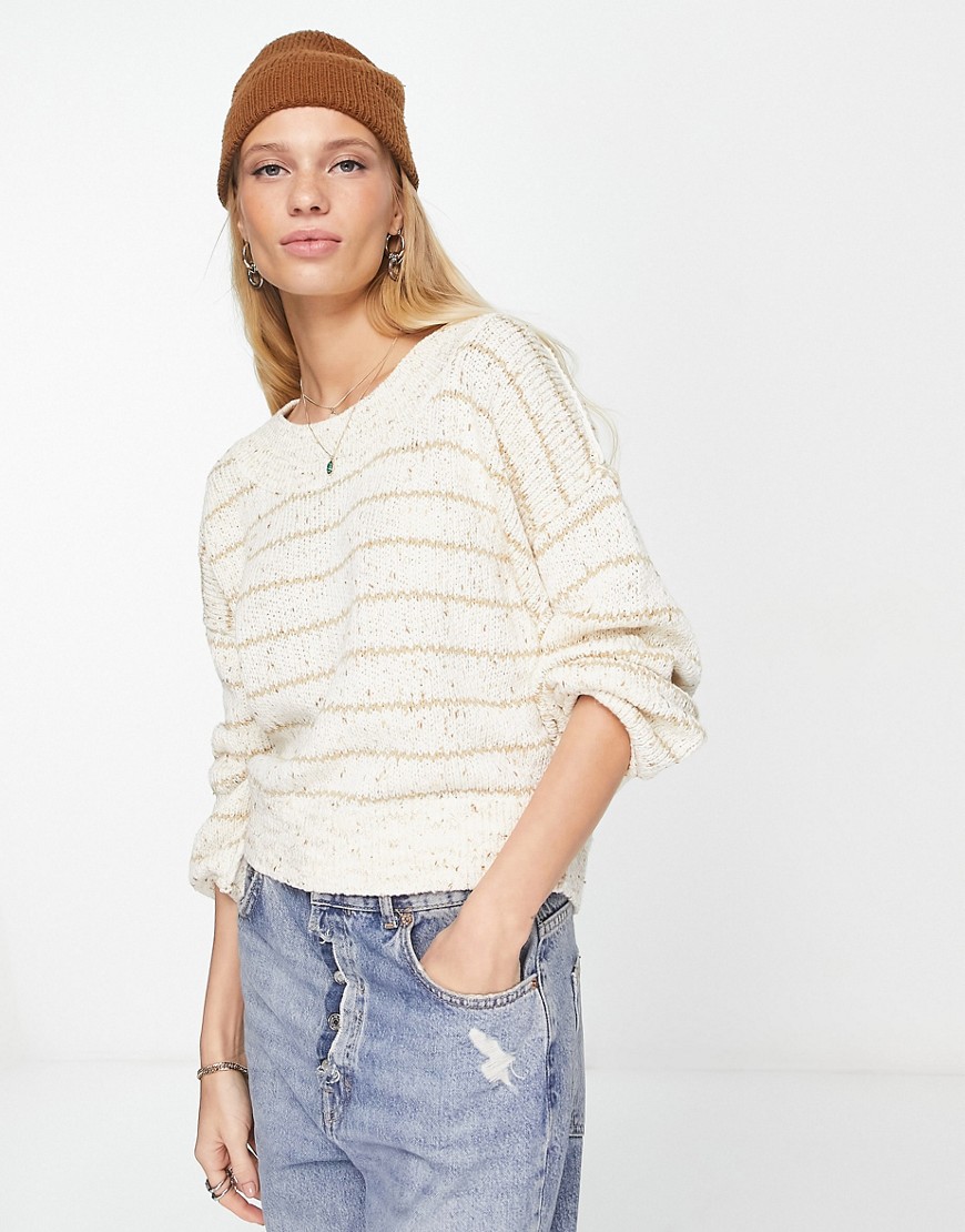 Free People Starlight oversized sweater in ivory-White