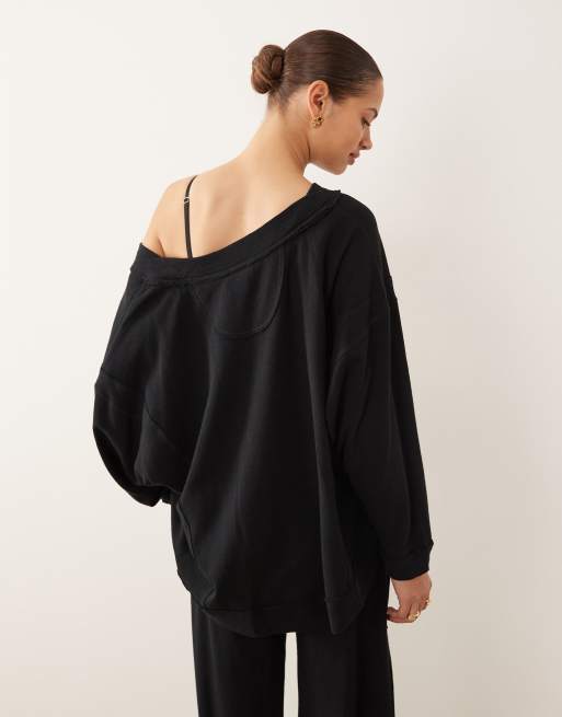 Free People - Staycation - Pull d'ensemble confort à col en V - Noir, 3 de 4