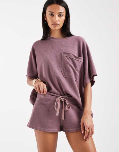 Free People staycation sleep shorts in eldberry tea co-ord - view 1