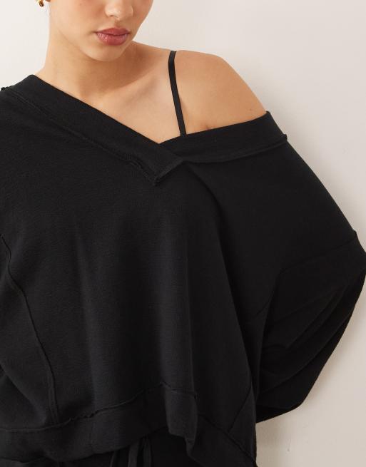 Free People – Staycation – Svart lounge-tröja med v-ringning, del av set, 4 av 4