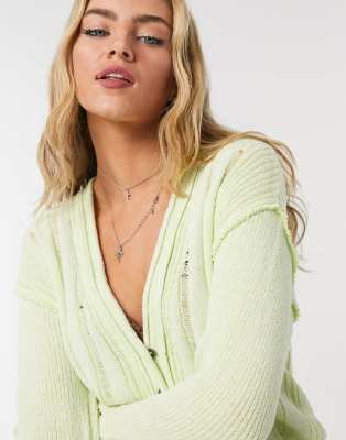 green button down cardigan
