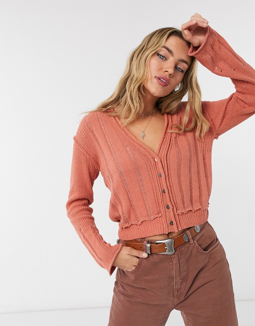 Free People Stevie button down cardigan in pink