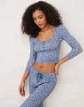 [Free People] Free People stolen dance ditsy print sleep set in blue S Denim combo