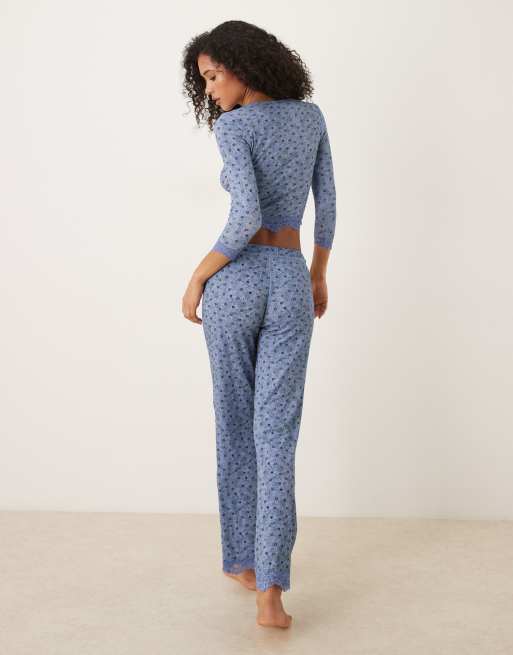 Free People stolen dance floral print sleep set in blue | ASOS