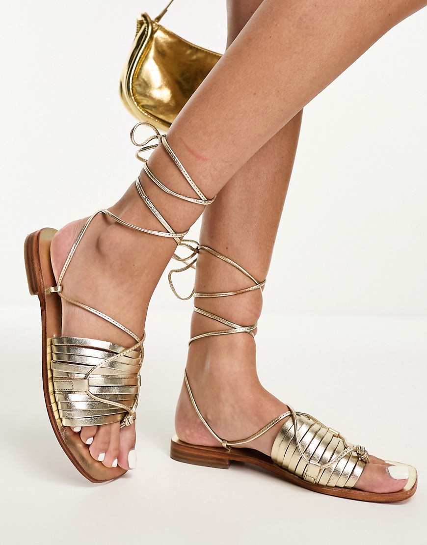 Free People strap detail flat sandals in gold