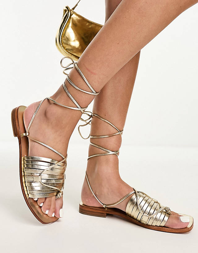 Free People - strap detail flat sandals in gold