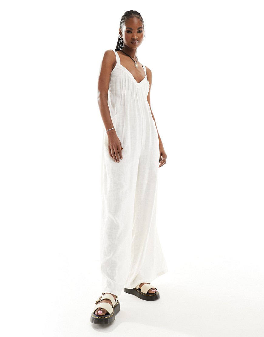 Free People strappy wide leg jumpsuit in white