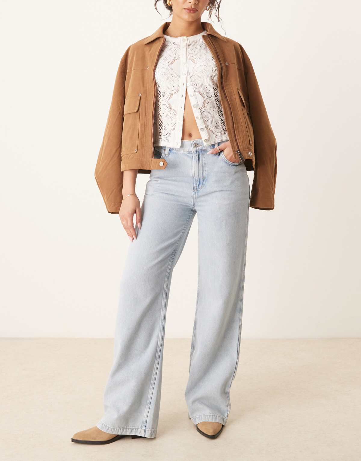 Free People stride straight leg wide jeans in bleached wash blue