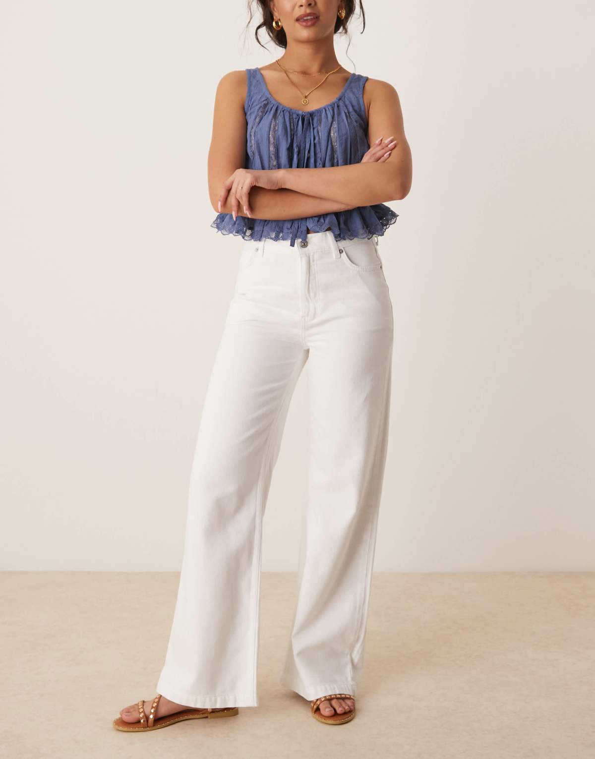 Free People stride straight leg wide jeans in optic white