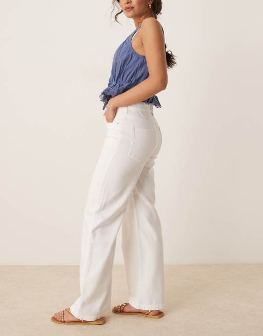 Free People stride straight leg wide jeans in optic white, 3 of 5