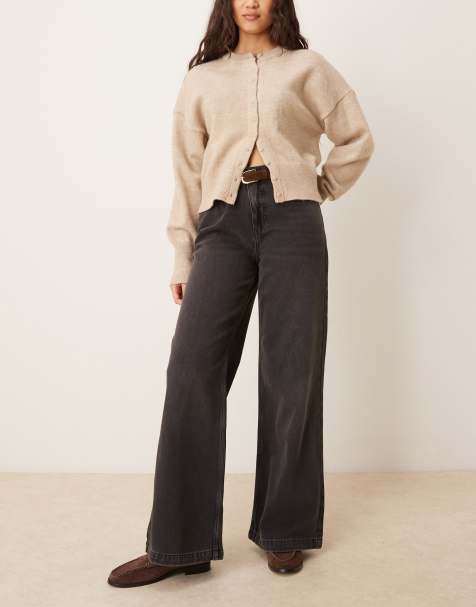 Free People stride wide leg jeans in black