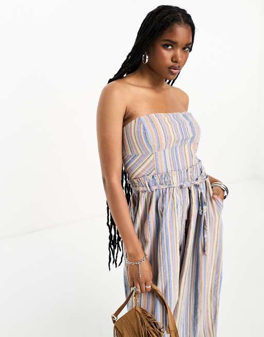 Free people lilah cotton hotsell pleated strapless midi dress