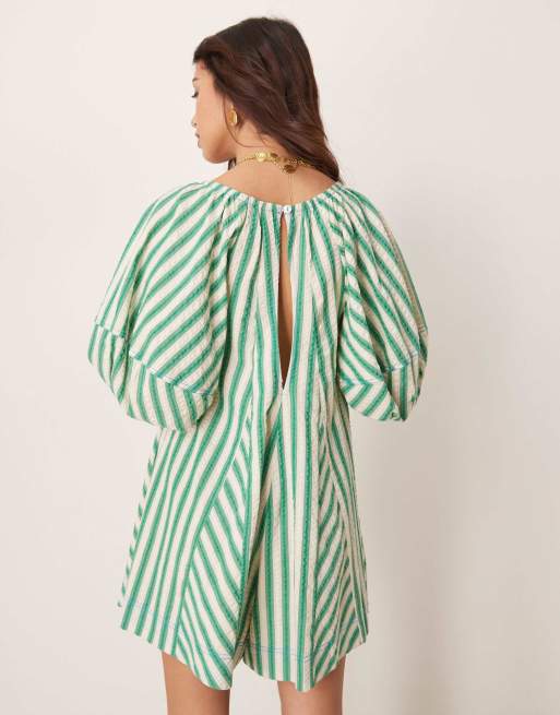 free people green striped dress Free People Teal Sequin Ruffle Frida Tube Dress (2) – The Thrifty Hippy main image 0