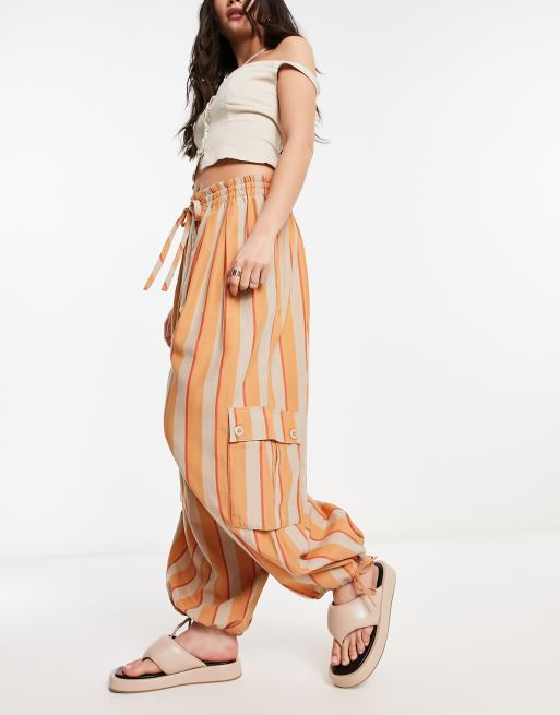 Striped tie hot sale waist pants