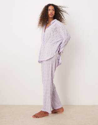 Free People - Strukturierte Pyjama-Hose in Flieder, Kombiteil-Lila