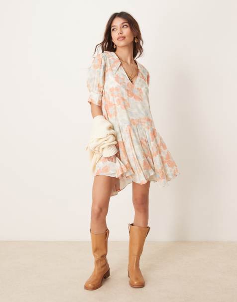 Free People sugar crush floral print floaty mini dress in multi