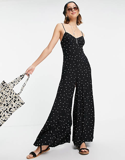 Free People summer jamboree cami jumpsuit in scattered spot print
