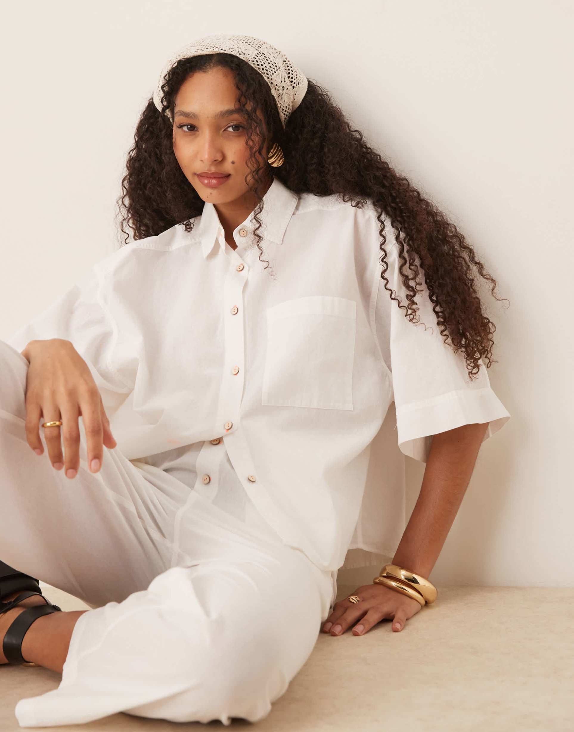 free people summer sleeper pajama set in optic white