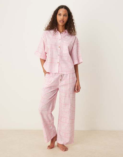 Free People – Summer Sleeper – Piżama w różową kratkę, 3 z 4