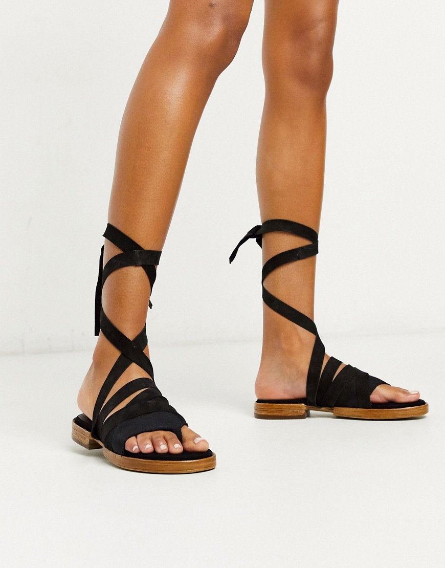 Free People sun valley wrap up heeled sandals in black
