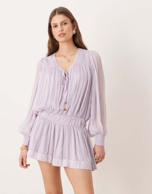 Free People sunbeam long sleeve mini dress in orchid hush, 2 of 4