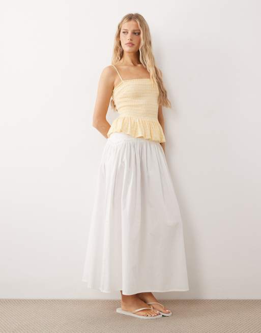 Free People - Sundance - Gul overdel med tynde stropper og gingham-tern, 2 af 4