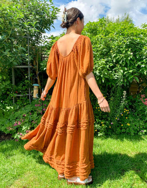 Free People Sunday Stroll Maxi Smock Dress In Vintage Wash Asos