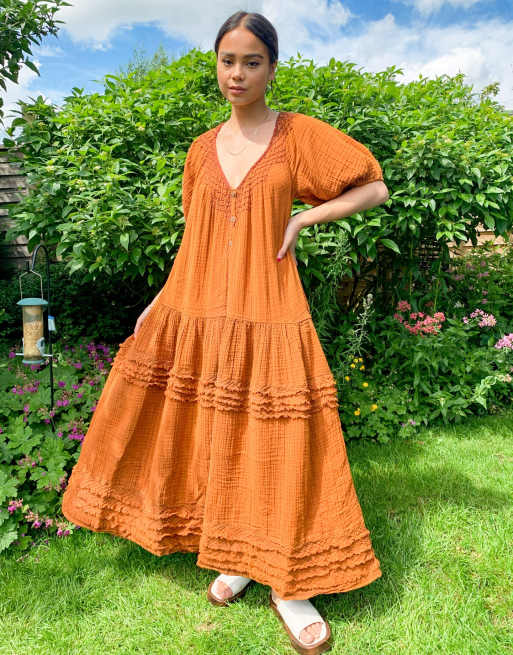 Free People Sunday Stroll Maxi Smock Dress In Vintage Wash Asos