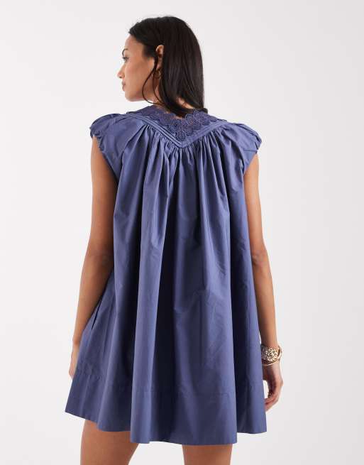 Free People – Sundazed – Ciemnoniebieska luźna sukienka mini, 4 z 4