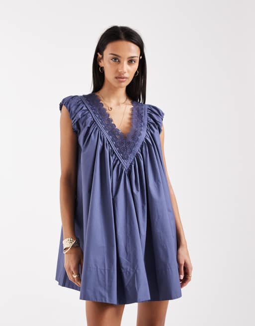 Free People - Sundazed - Vestito grembiule corto color blu notte