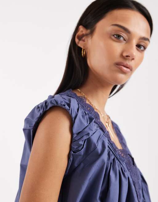 Free People - Sundazed - Vestito grembiule corto color blu notte, 3 di 4