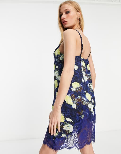 Free People sunfade slip dress in navy, 3 of 4